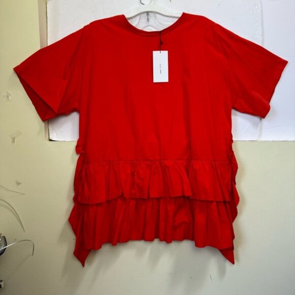 Zara W/B NEW Oversized Poplin Ruffles Dress Lightweight Boxy Tunic Cotton Shift - Picture 9 of 16